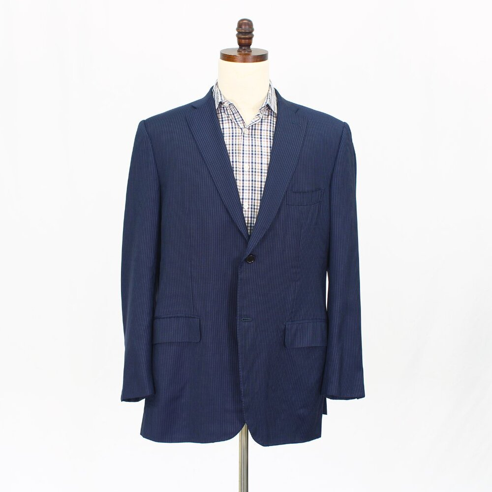ISAIA 46L Navy Blazer Sport Coat Jacket 2-Button Stripe Y295